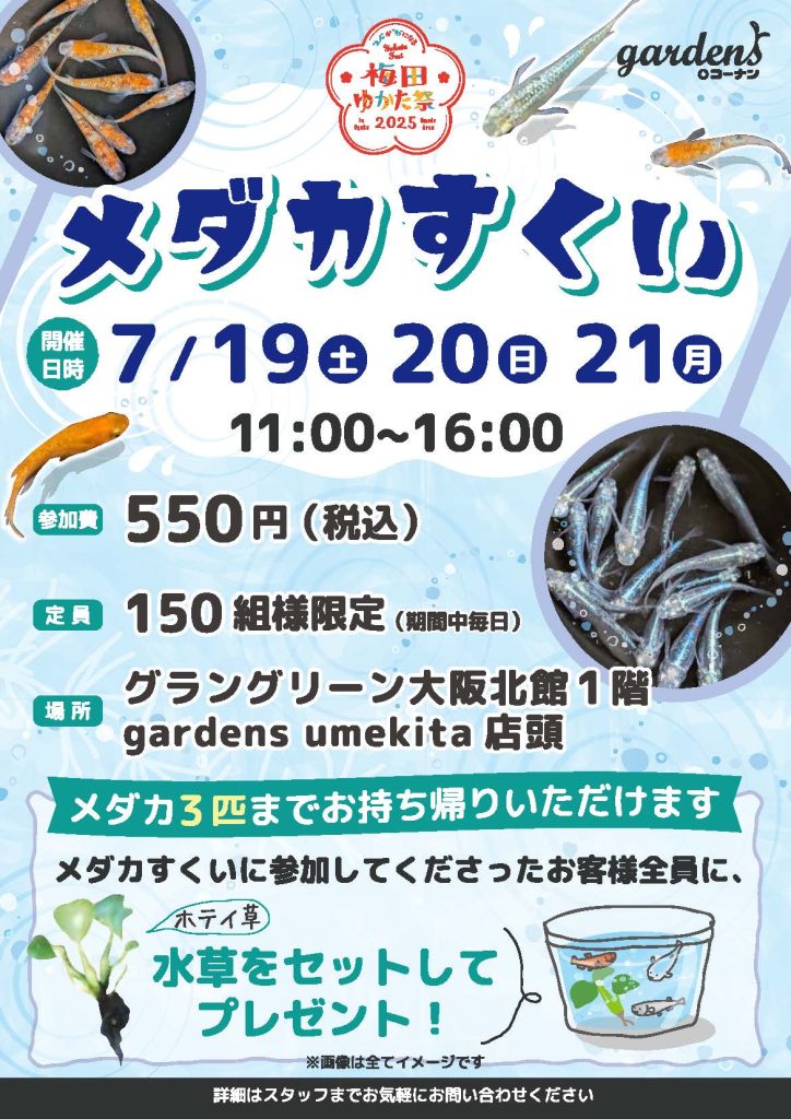 2025/7/19(土)20(日)21(月・祝)メダカすくい